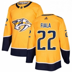 Mens Adidas Nashville Predators 22 Kevin Fiala Premier Gold Home NHL Jersey 