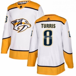 Mens Adidas Nashville Predators 8 Kyle Turris Authentic White Away NHL Jersey 