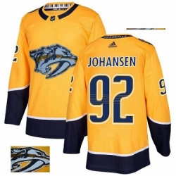 Mens Adidas Nashville Predators 92 Ryan Johansen Authentic Gold Fashion Gold NHL Jersey 