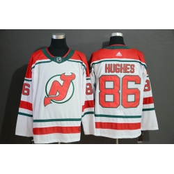 Devils 86 Jack Hughes White Adidas Jersey