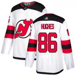 Devils #86 Jack Hughes White Road Authentic Stitched Hockey Jersey