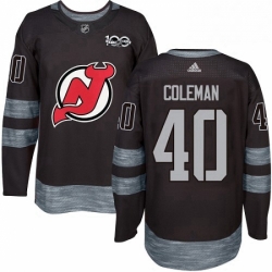 Mens Adidas New Jersey Devils 40 Blake Coleman Authentic Black 1917 2017 100th Anniversary NHL Jersey 