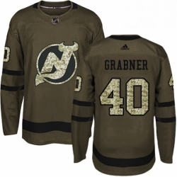 Mens Adidas New Jersey Devils 40 Michael Grabner Authentic Green Salute to Service NHL Jersey 