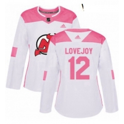 Womens Adidas New Jersey Devils 12 Ben Lovejoy Authentic WhitePink Fashion NHL Jersey 