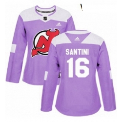 Womens Adidas New Jersey Devils 16 Steve Santini Authentic Purple Fights Cancer Practice NHL Jersey 