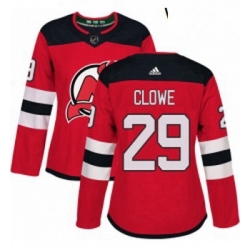 Womens Adidas New Jersey Devils 29 Ryane Clowe Authentic Red Home NHL Jersey 