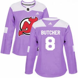 Womens Adidas New Jersey Devils 8 Will Butcher Authentic Purple Fights Cancer Practice NHL Jersey 