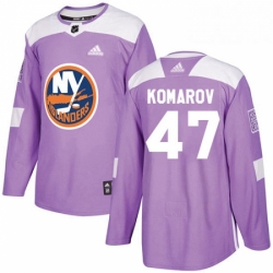 Mens Adidas New York Islanders 47 Leo Komarov Authentic Purple Fights Cancer Practice NHL Jersey 