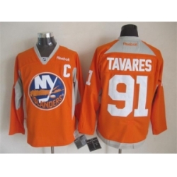 NHL New York Islanders #91 John Tavares orange jerseys