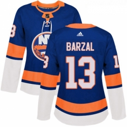 Womens Adidas New York Islanders 13 Mathew Barzal Authentic Royal Blue Home NHL Jersey 