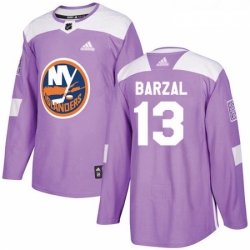 Youth Adidas New York Islanders 13 Mathew Barzal Authentic Purple Fights Cancer Practice NHL Jersey 