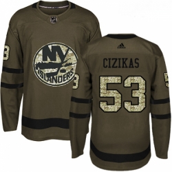 Youth Adidas New York Islanders 53 Casey Cizikas Authentic Green Salute to Service NHL Jersey 