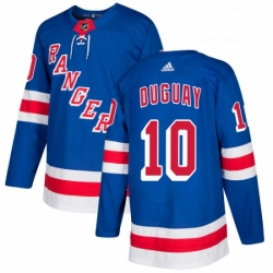 Mens Adidas New York Rangers 10 Ron Duguay Authentic Royal Blue Home NHL Jersey 