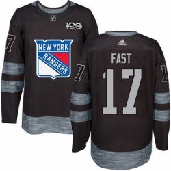 Mens Adidas New York Rangers 17 Jesper Fast Authentic Black 1917 2017 100th Anniversary NHL Jersey 