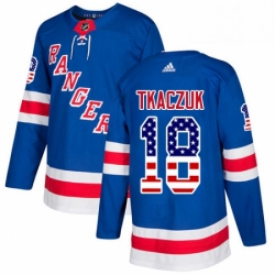 Mens Adidas New York Rangers 18 Walt Tkaczuk Authentic Royal Blue USA Flag Fashion NHL Jersey 