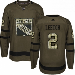 Mens Adidas New York Rangers 2 Brian Leetch Premier Green Salute to Service NHL Jersey 