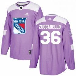 Mens Adidas New York Rangers 36 Mats Zuccarello Authentic Purple Fights Cancer Practice NHL Jersey 