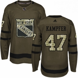 Mens Adidas New York Rangers 47 Steven Kampfer Authentic Green Salute to Service NHL Jersey 