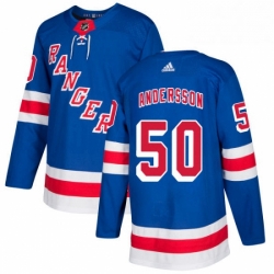 Mens Adidas New York Rangers 50 Lias Andersson Premier Royal Blue Home NHL Jersey 