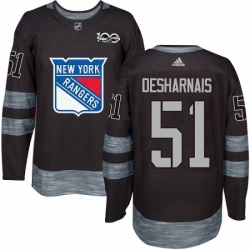 Mens Adidas New York Rangers 51 David Desharnais Authentic Black 1917 2017 100th Anniversary NHL Jersey 