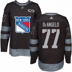 Mens Adidas New York Rangers 77 Anthony DeAngelo Premier Black 1917 2017 100th Anniversary NHL Jersey 