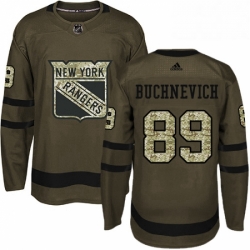 Mens Adidas New York Rangers 89 Pavel Buchnevich Premier Green Salute to Service NHL Jersey 