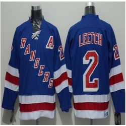 New York Rangers #2 Brian Leetch Blue CCM Throwback Stitched NHL Jersey