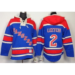 New York Rangers 2 Brian Leetch Blue Lace-Up Jersey Hoodies