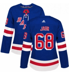 Womens Adidas New York Rangers 68 Jaromir Jagr Authentic Royal Blue Home NHL Jersey 