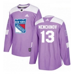 Youth Adidas New York Rangers 13 Sergei Nemchinov Authentic Purple Fights Cancer Practice NHL Jersey 