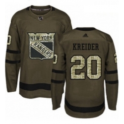 Youth Adidas New York Rangers 20 Chris Kreider Premier Green Salute to Service NHL Jersey 