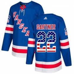 Youth Adidas New York Rangers 22 Mike Gartner Authentic Royal Blue USA Flag Fashion NHL Jersey 