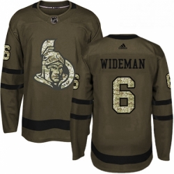 Mens Adidas Ottawa Senators 6 Chris Wideman Premier Green Salute to Service NHL Jersey 