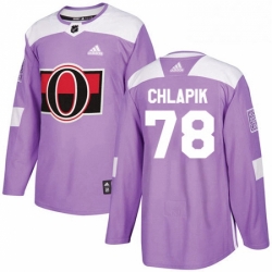 Mens Adidas Ottawa Senators 78 Filip Chlapik Authentic Purple Fights Cancer Practice NHL Jersey 