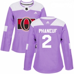 Womens Adidas Ottawa Senators 2 Dion Phaneuf Authentic Purple Fights Cancer Practice NHL Jersey 