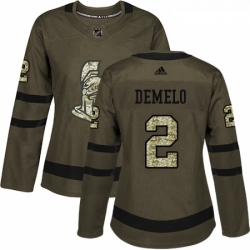 Womens Adidas Ottawa Senators 2 Dylan DeMelo Authentic Green Salute to Service NHL Jersey 