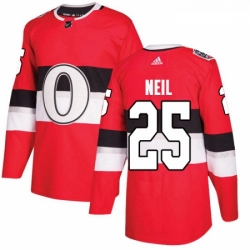 Youth Adidas Ottawa Senators 25 Chris Neil Authentic Red 2017 100 Classic NHL Jersey 