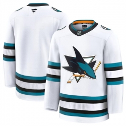 Men San Jose Sharks Blank White 2024 25 Away Stitched Hockey Jersey