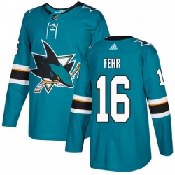 Mens Adidas San Jose Sharks 16 Eric Fehr Authentic Teal Green Home NHL Jersey 