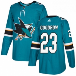 Mens Adidas San Jose Sharks 23 Barclay Goodrow Premier Teal Green Home NHL Jersey 