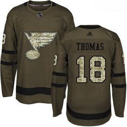 Blues #18 Robert Thomas Green Salute to Service Stitched Hockey Jersey