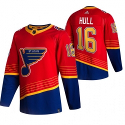 Men St  Louis Blues 16 Brett Hull Red Adidas 2020 21 Reverse Retro Alternate NHL Jersey