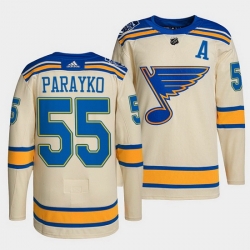 Men St  Louis Blues 55 Colton Parayko Cream 2022 Winter Classic Stitched jersey