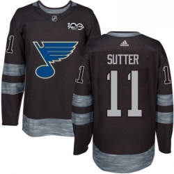 Mens Adidas St Louis Blues 11 Brian Sutter Authentic Black 1917 2017 100th Anniversary NHL Jersey 