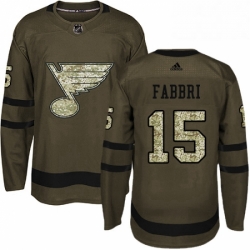 Mens Adidas St Louis Blues 15 Robby Fabbri Premier Green Salute to Service NHL Jersey 