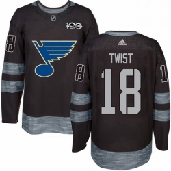 Mens Adidas St Louis Blues 18 Tony Twist Authentic Black 1917 2017 100th Anniversary NHL Jersey 