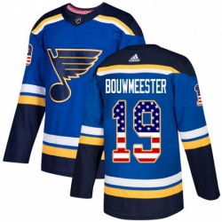 Mens Adidas St Louis Blues 19 Jay Bouwmeester Authentic Blue USA Flag Fashion NHL Jersey 