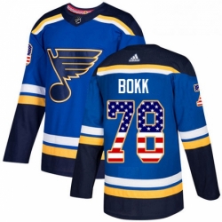 Mens Adidas St Louis Blues 78 Dominik Bokk Authentic Blue USA Flag Fashion NHL Jersey 