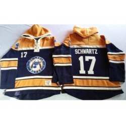 St. Louis Blues 17 Jaden Schwartz Navy Blue Gold Sawyer Hooded Sweatshirt Stitched Jersey