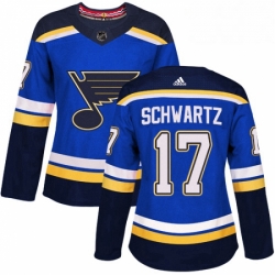 Womens Adidas St Louis Blues 17 Jaden Schwartz Authentic Royal Blue Home NHL Jersey 